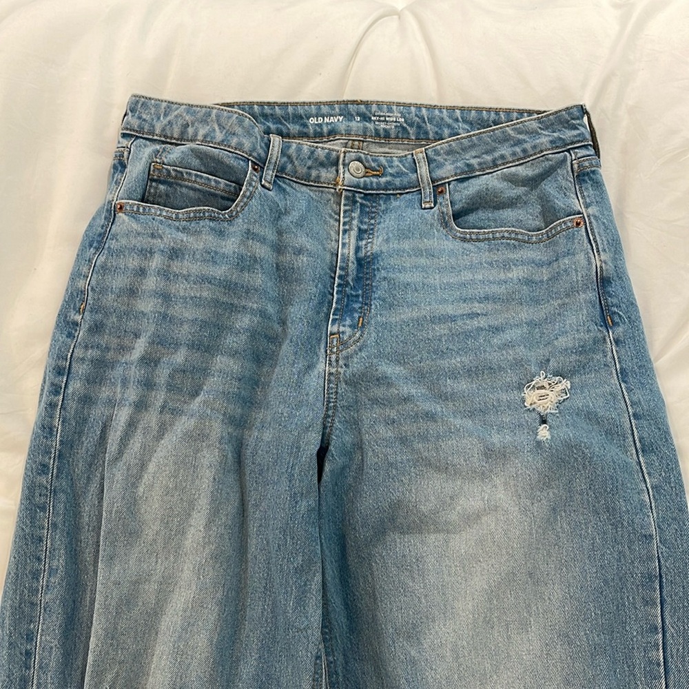 Old Navy Raw Hem High Rise Wide Leg Jeans
